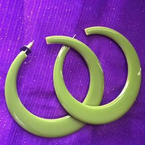 Green and gold hoop earrings